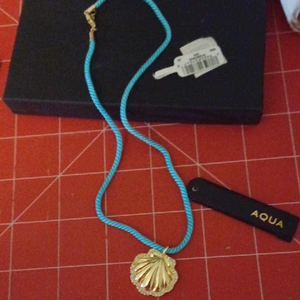 Aqua Gold and Turquoise Shell Pendant Necklace